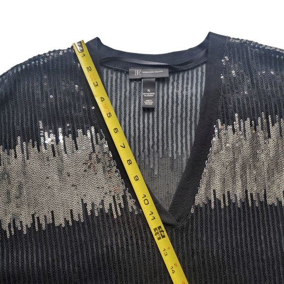 I.N.C International Concepts Women's Sequin V-Neck Pullover Sheer Top Size XL - Picture 6 of 12